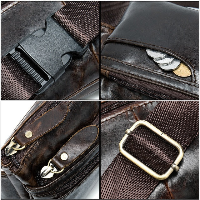 Retro Leather Men's Waist Bag Messenger Bag