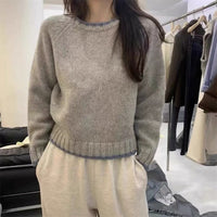 Loose-fitting Pullover Round-neck Color Matching Inner Bottoming Sweater