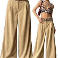 Women's High-waisted Vertical-striped Wide-leg Pants