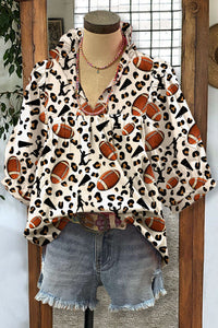 Loose-fitting Womens V-neck Top With Puffed Sleeves