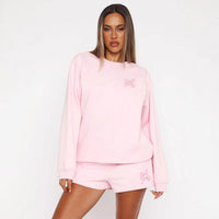 Women's Long Sleeve Bow Print Sweatshirt Hoodie