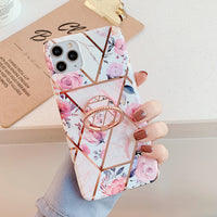 Geometric flower ring stand phone case