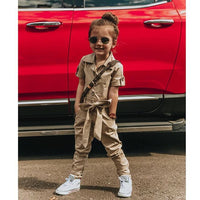 Summer leisure girls apricot overalls