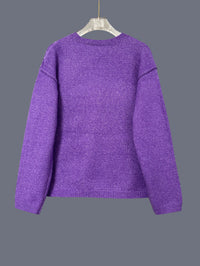 Laid-back Casual Loose-fitting Pullover Knit Top