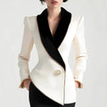 Fashion Irregular Women's Golden Edge Pearl Button Long Sleeve Coat