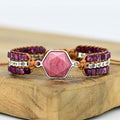 Simple Natural Stone Cowhide Handwoven Bracelet