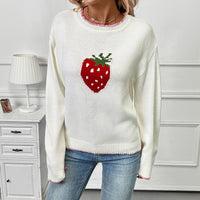 Strawberry Jacquard Sweater Pullover