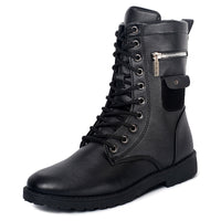 Men's mid-tube plus fleece tooling cotton boots