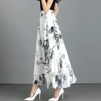 Retro Ink-Print Plus-Size Skirt For Women