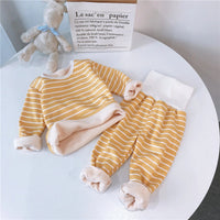 Children's Velvet Seamless High Waist Navel Warmer Suit