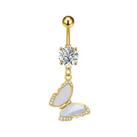 Personalized Zircon Butterfly Round Belly Button Ring