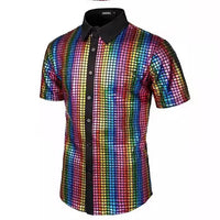 Sequined Button-down Shirt 70 S Disco Party Cosplay Clothing