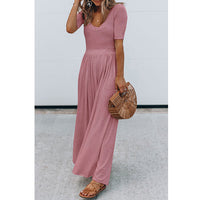 Round neck short sleeve long jumpsuit