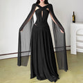 Neck-hanging Ruffled Solid-color Elegant Waist-cinching Dress