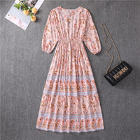 Bohemian Maxi A-line High-waisted One-piece Dress