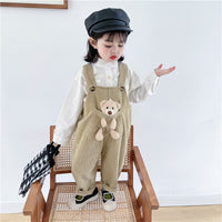 Pocket Bear Corduroy Soft Overalls Korean Version For Boys And Girls