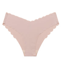 Simple Seamless Ice Silk Underwear With Wavy Edges V-Waist Comfortable Thong
