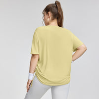 Plus Size Short-sleeved T-shirt Women's Adjustable Drawstring Sports Blouse