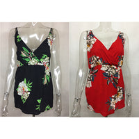 Strap V-neck printed jumpsuit