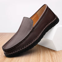 Men's Leather Round Toe Casual Shoes Breathable Soft Bottom