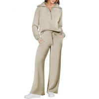 Womens Fashionable Casual Sports Suit With Zipper And Long Sleeves