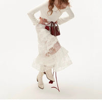 Y2K American-style Retro Lace Tiered Skirt