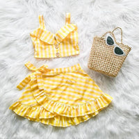 Two-piece skirt with flying sleeves and ruffles