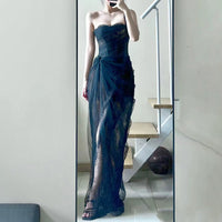 Slant-neck Sleeveless Midi Dress For Women