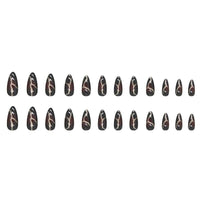 Fake Nails Gold Powder Stone Pattern Dark Red Wear
