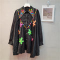 Beaded Lapel Women's Long Sleeve Loose Autumn Winter Shirt