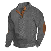 Stand Collar Long Sleeve Jacquard Knitted Pullover Sweater
