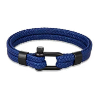 Stainless Steel Horseshoe Buckle Trendy Multi-layer Braided Leather Bracelet