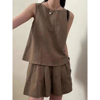 Sleeveless Tank Top And Wide-leg Shorts Two-piece Set That Flatters The Figure