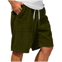 Men's Retro Corduroy Lace-Up Pocket Casual Shorts