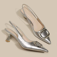 Pointed Toe Classy High Heels High-grade French Square Buckle