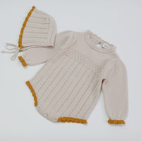 Woolen yarn baby girl infant puff sleeve jumpsuit