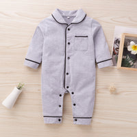 Spring And Autumn Solid Color Baby Button Bodysuit