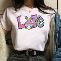 Women's Short-sleeve Printed Crew-neck White T-shirt