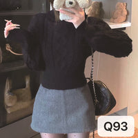 Korean-style Thickened Off-shoulder Long-sleeve Sweater For Women