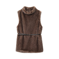 Elegant Women's Sleeveless Belt Turtleneck Top