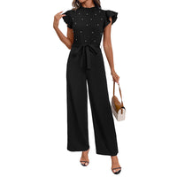 Flying Sleeves Small Stand Collar High Waist Women's Jumpsuit