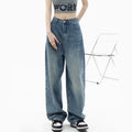 Women's Fashionable Loose High Waist Straight Wide Leg Jeans
