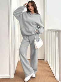 Womens Casual Warm Hooded Top And Pants Set