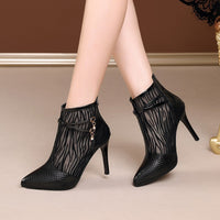 Womens Lace Mesh High Heels With A Stiletto Heel And Pointed Toe