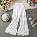 Ruffle-trimmed Fishtail Flared Pants Casual Long