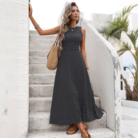 Retro Sleeveless Backless Polka Dot Dress