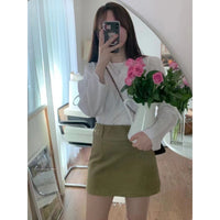 Lace-up Solid Color Gentle And All-match Round Neck Long Sleeve Shirt