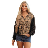 Women's Long-sleeved Sweater Leopard Print V-neck