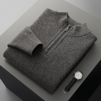 Men's Mid-length Zip-up Honeycomb-knit Thickened Sweater