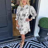 Womens Casual Dress With Bell Sleeves